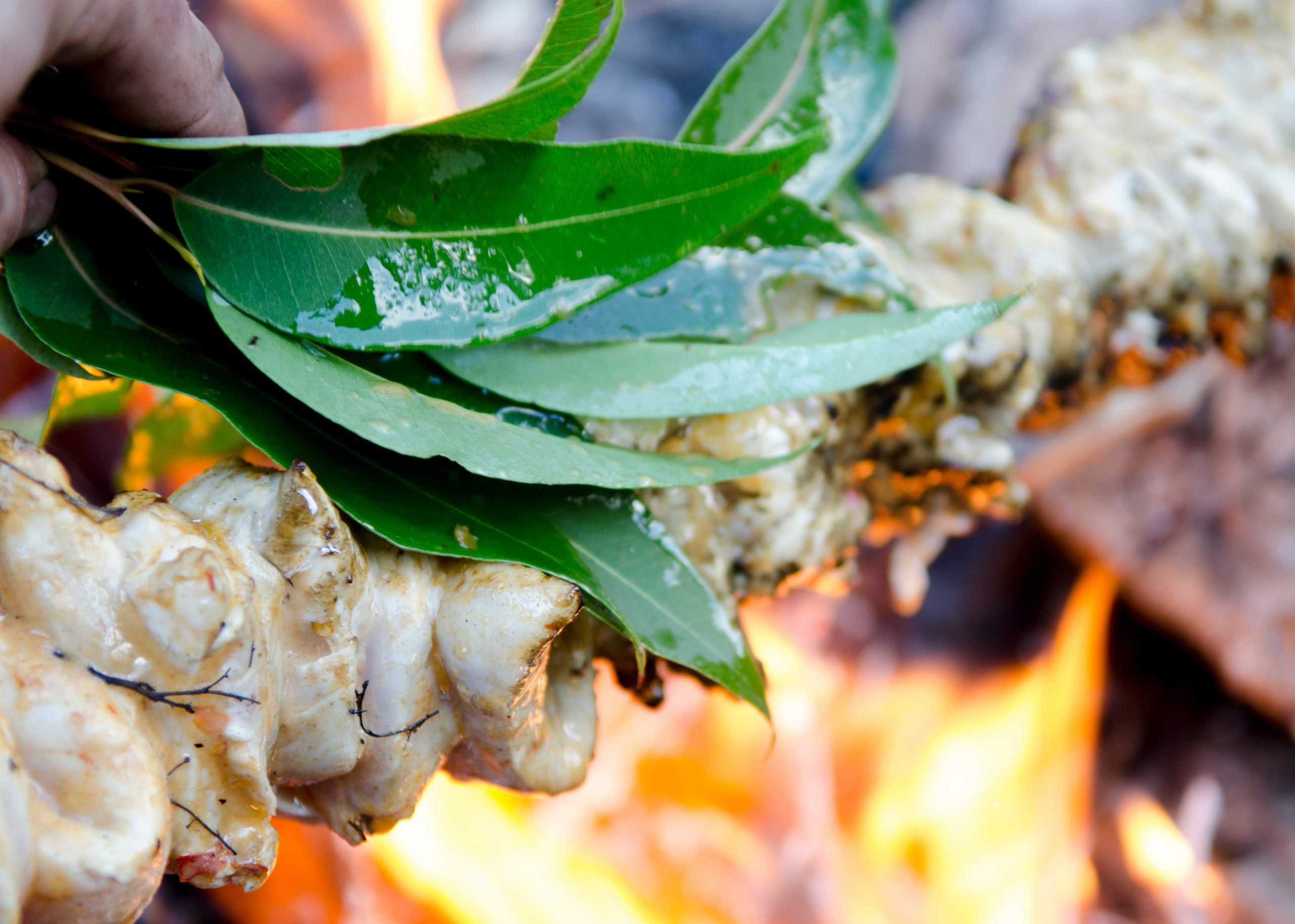 Basting grilled chicken